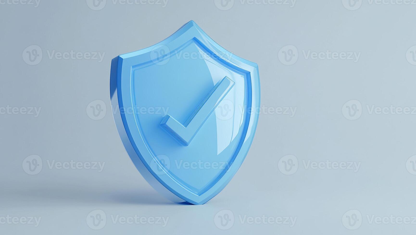 A glossy blue shield with a checkmark, symbolizing security and trust. photo
