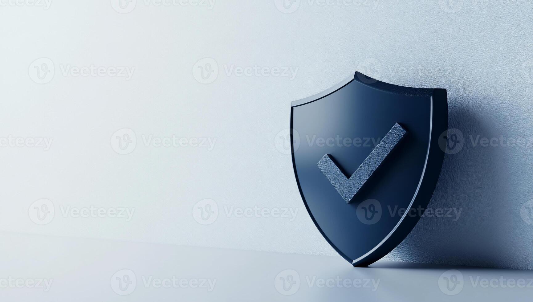 A dark blue shield icon with a checkmark, symbolizing security and trust. photo