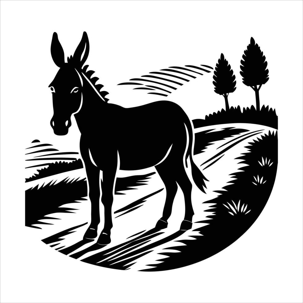 Black silhouette of a Donkey vector