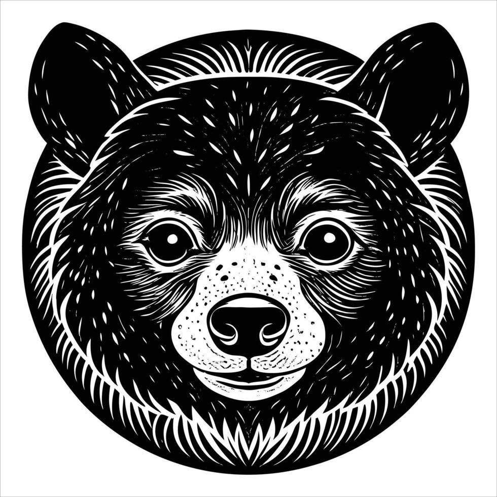 Panda Bear With Black Ears Nose Eyes vector