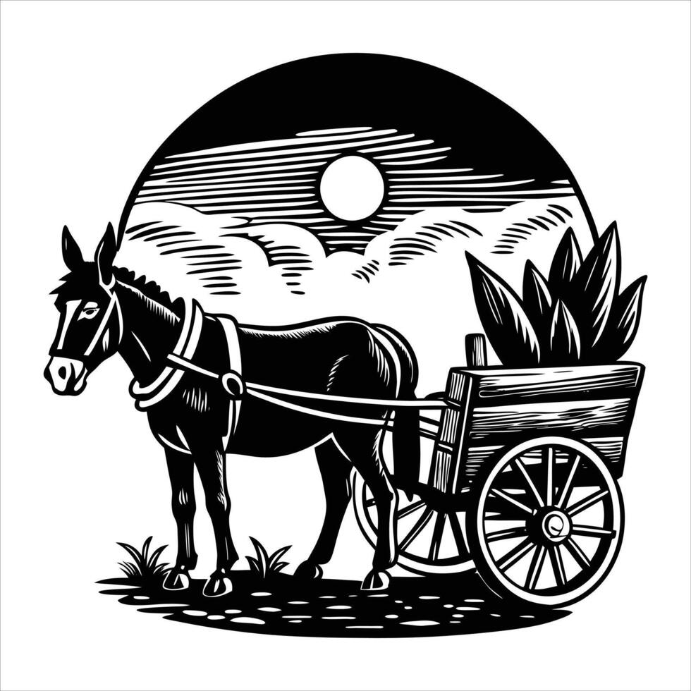 A vintage carriage simple silhouette. vector