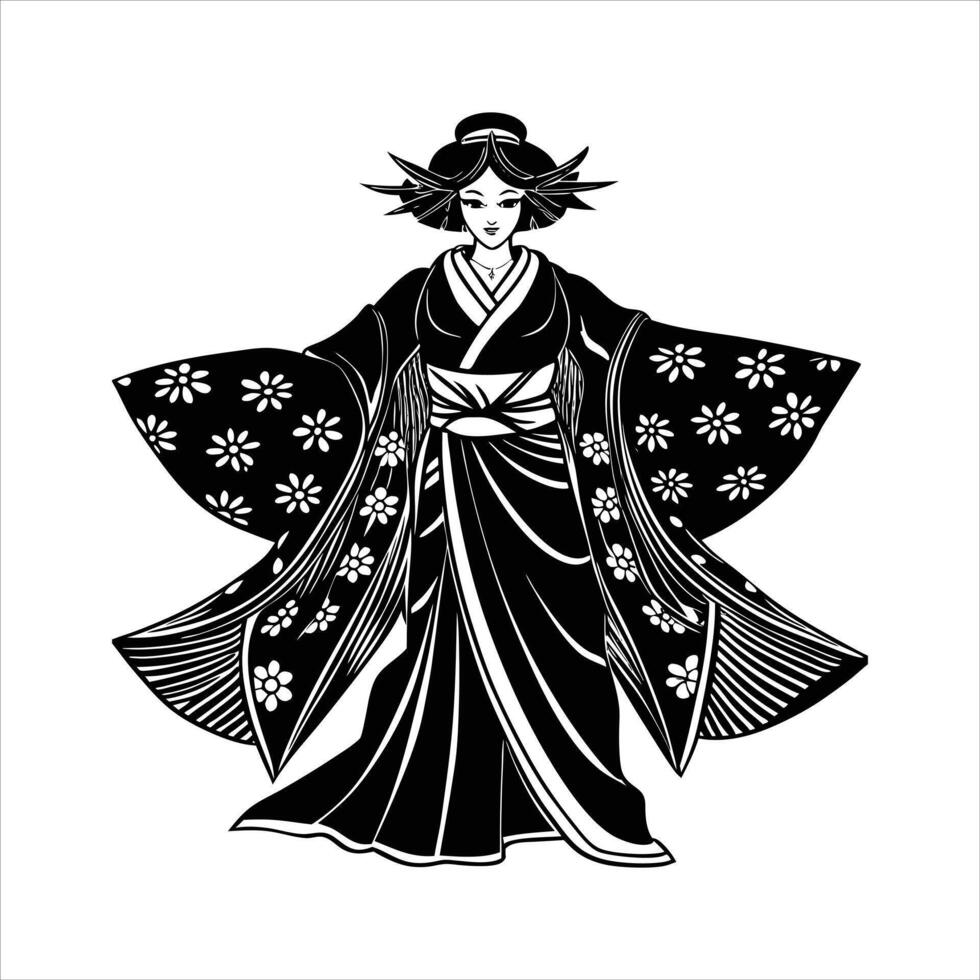 Traditional Japanese Kimono Silhouette vector