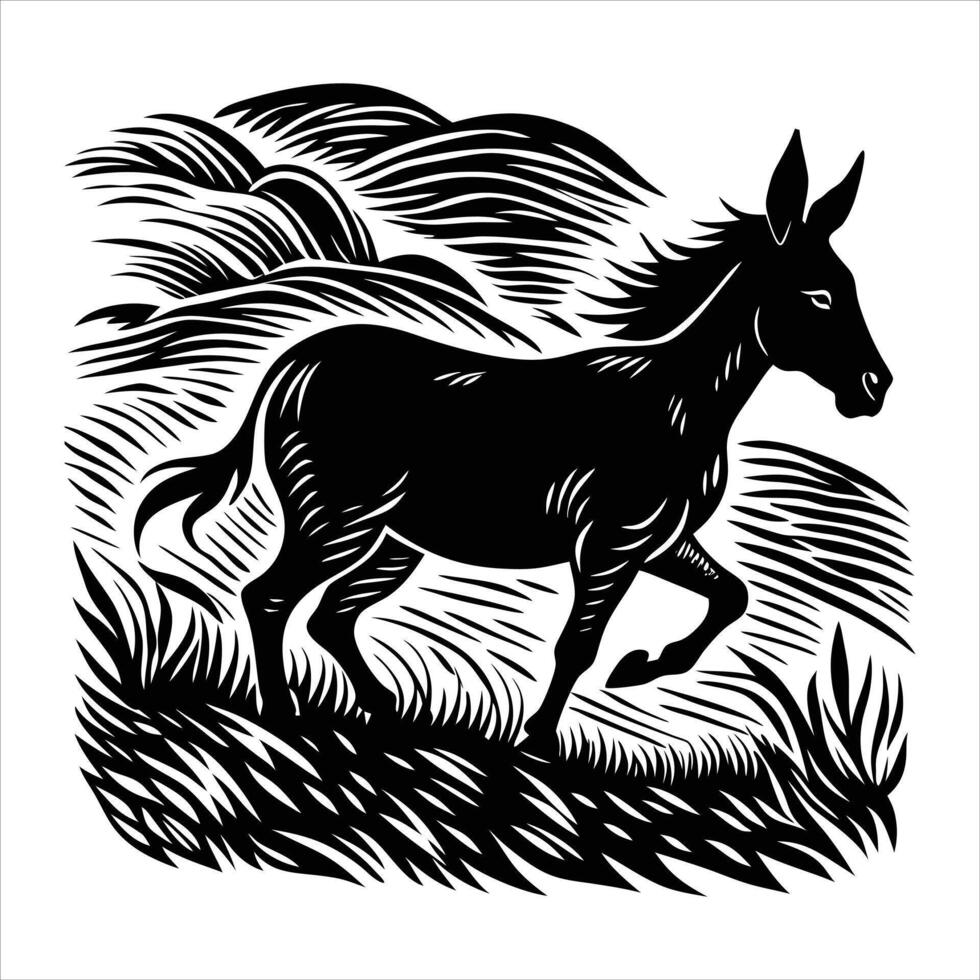 Donkey black silhouette vector