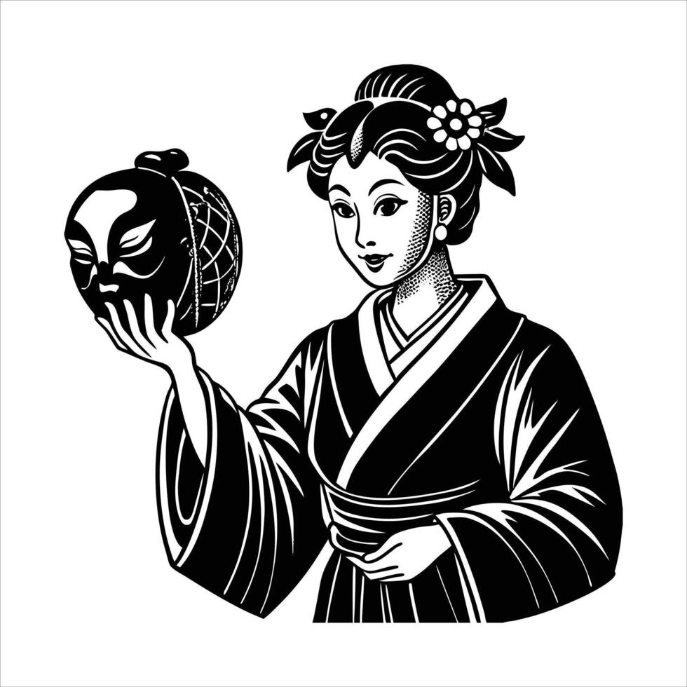 Elegance Japanese Geisha Silhouette vector