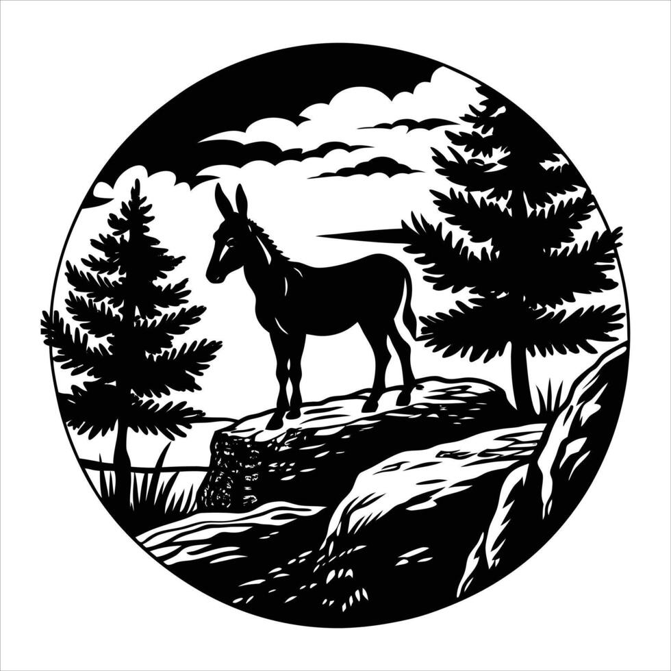 Silhouette Art simple Art Donkey vector