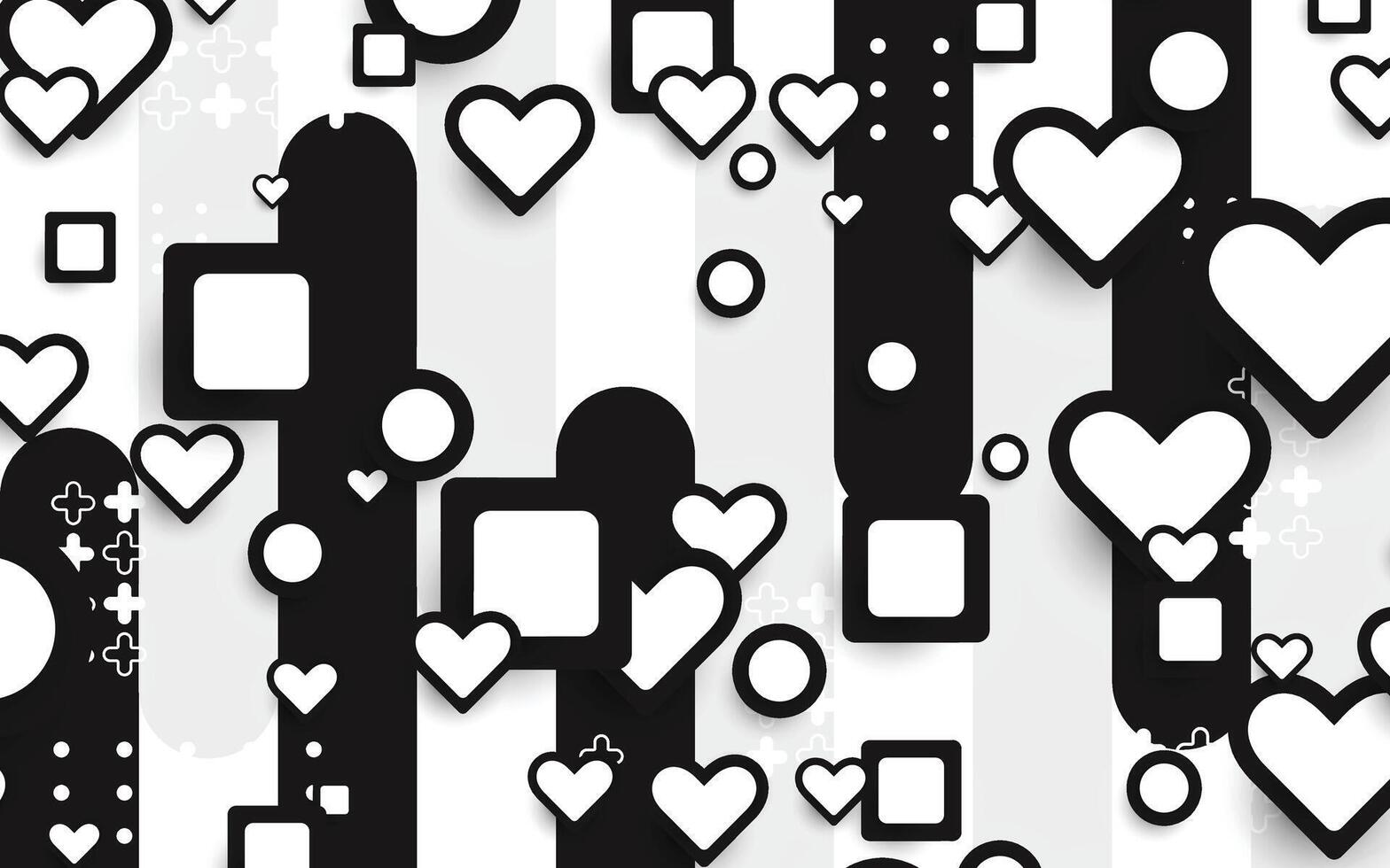 Love geometry background with black and white lines vector