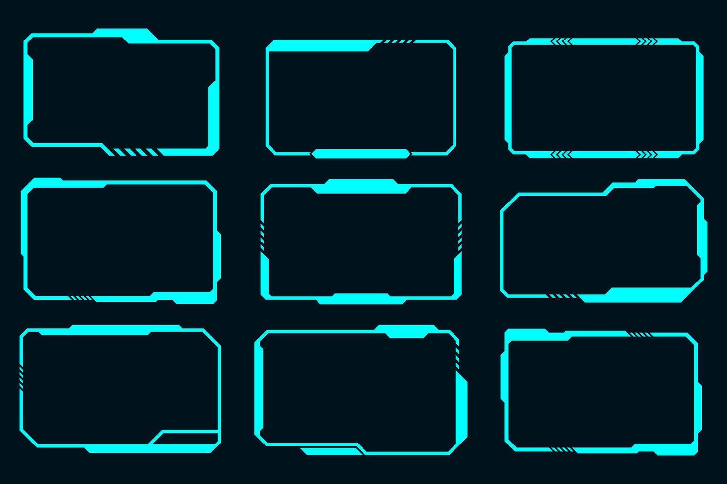 Futuristic frame set, HUD technology cyberpunk design element. Technology element vector
