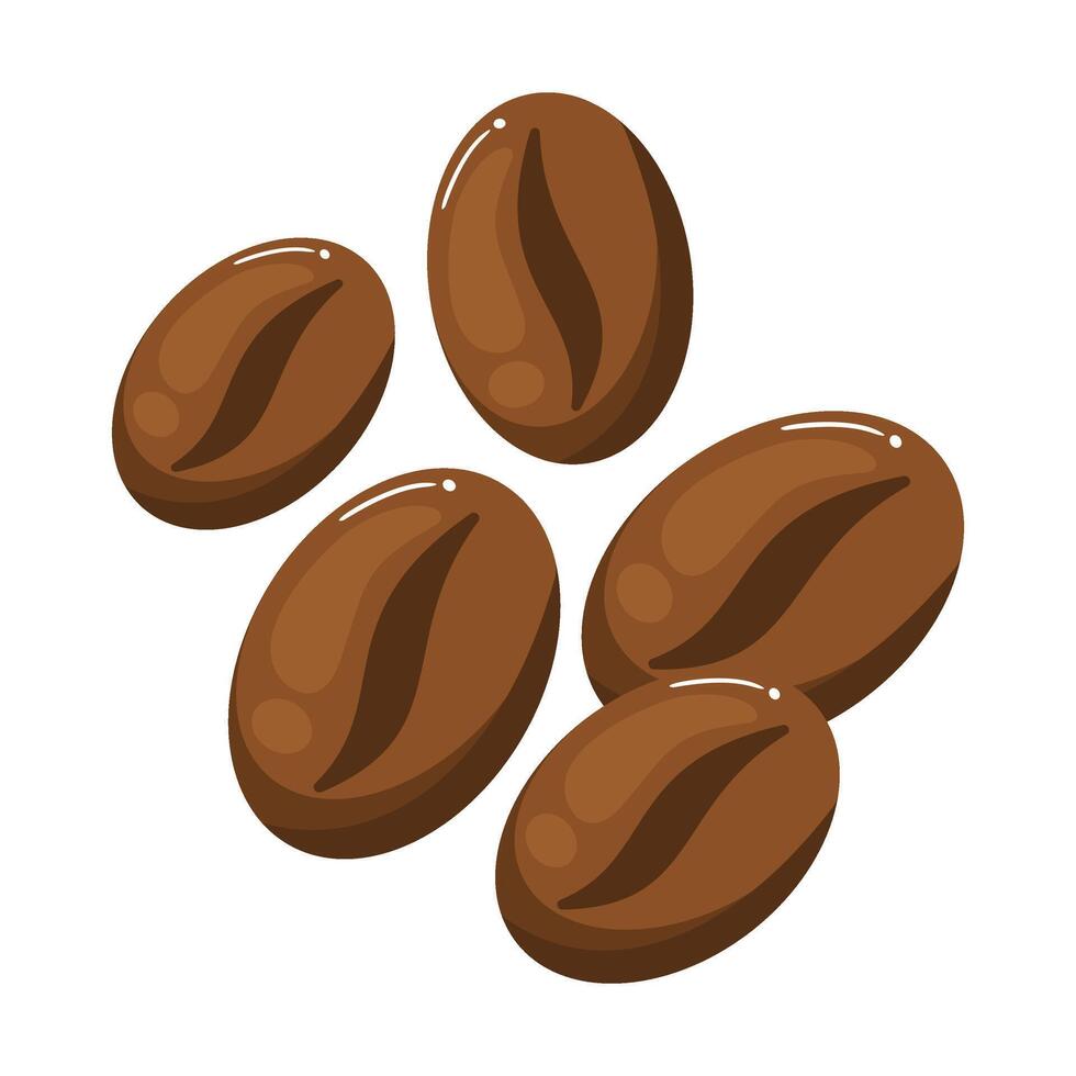 Simple illustration of five coffee beans on a white background. Ideal for coffee-related designs. vector