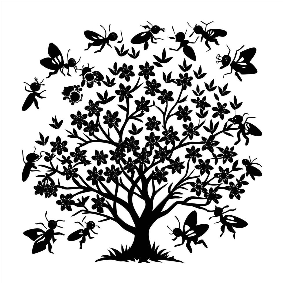 Cherry Tree Silhouette design for high vector
