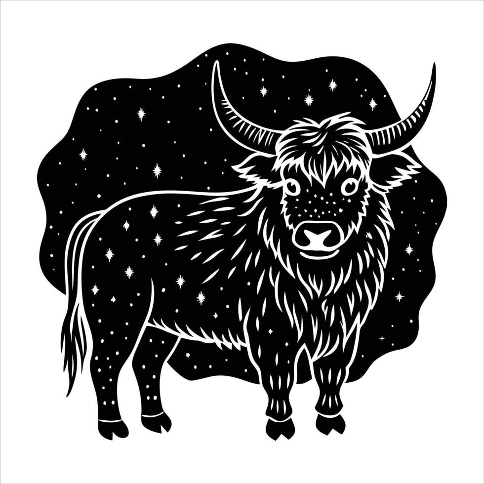 Yak outline black and white vector