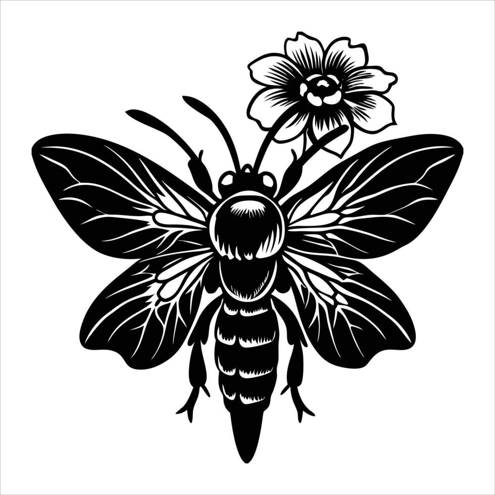 Bee Perched On Flower vector