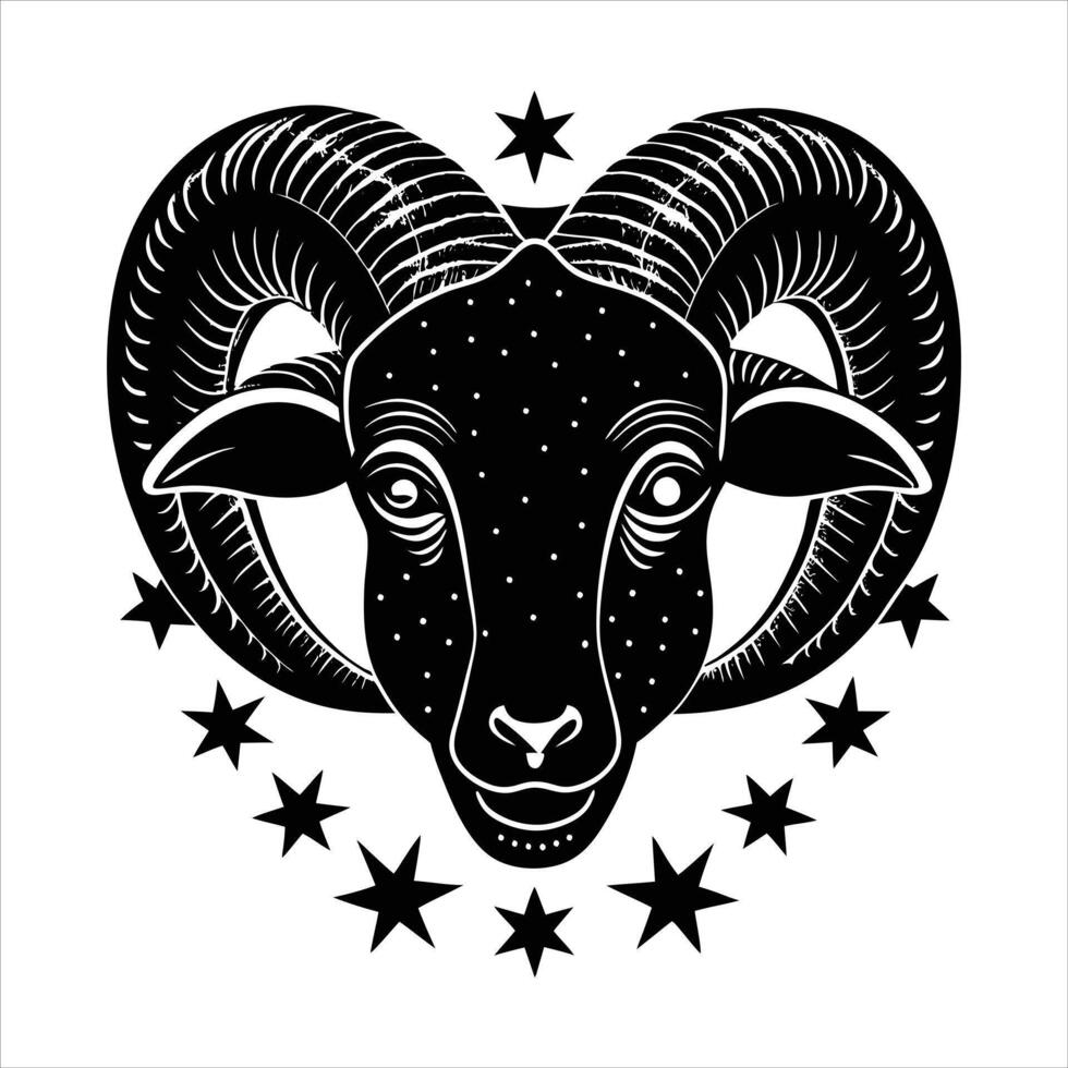 Sheep Ram Head. vector