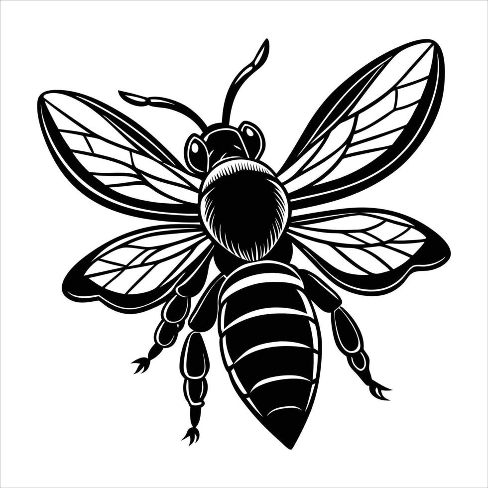 flying bee silhouette vector