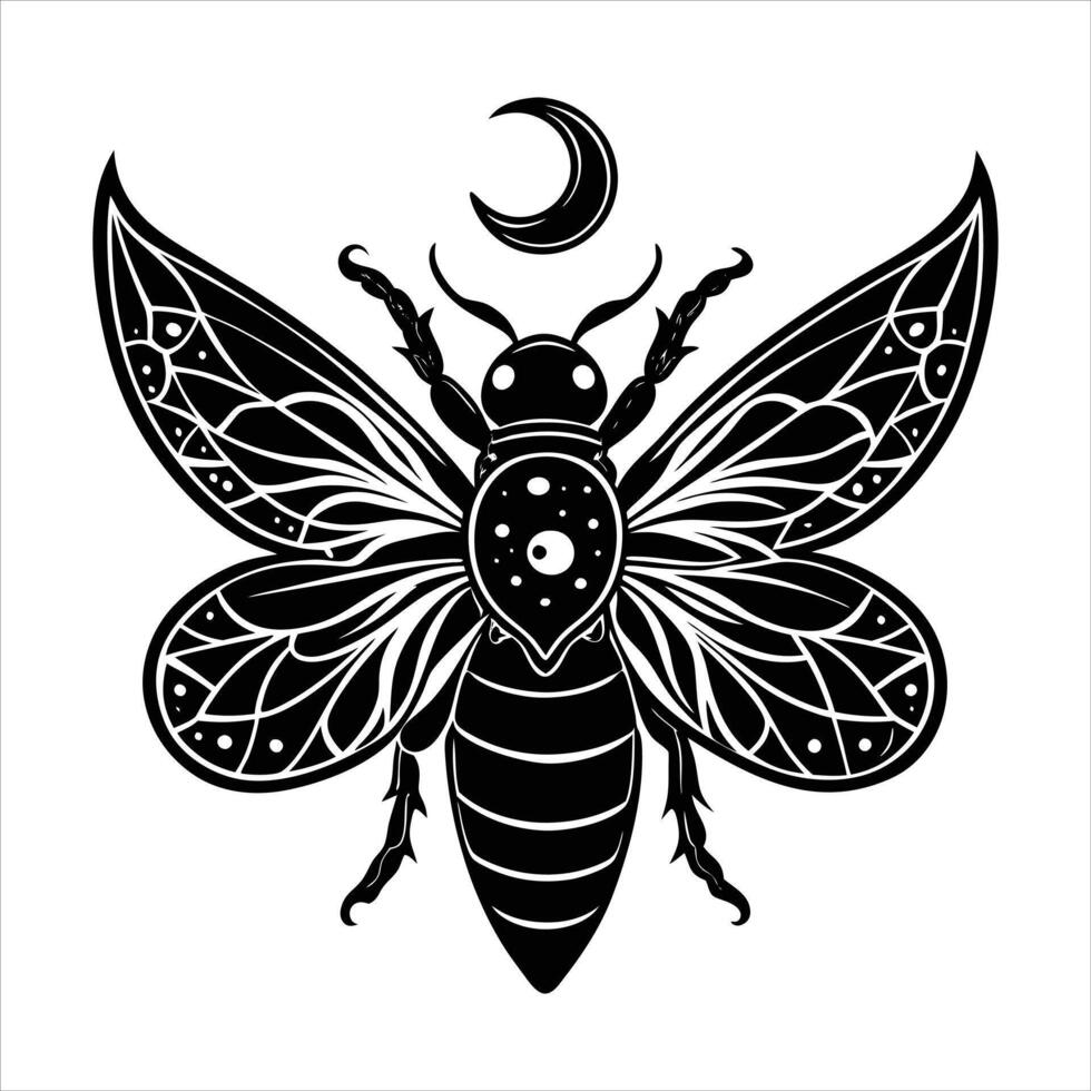 Bees Over Moon vector