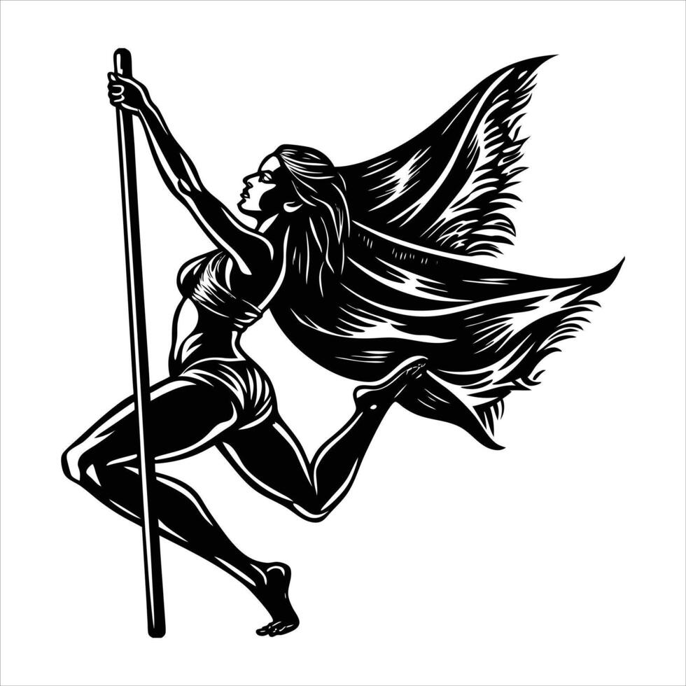 Elegant Pole Dance Silhouette vector