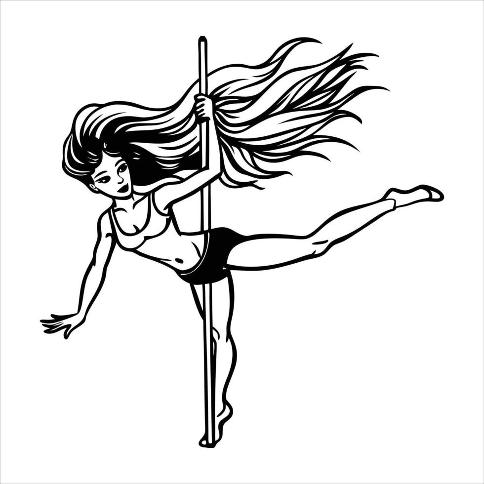 Young pole dance woman vector