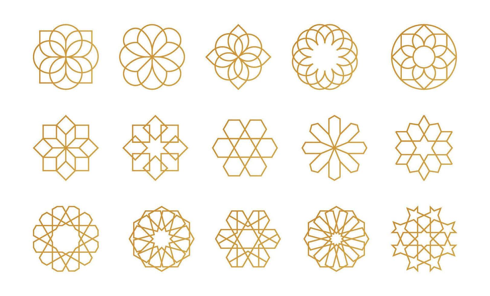 Islamic ornament set. Muslim geometric design ideal for Ramadan and Eid celebrations vector