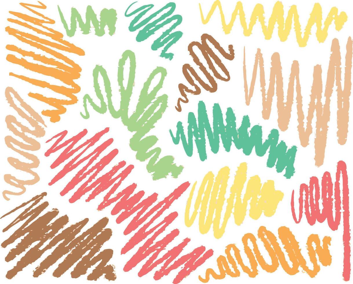 Wavy line mark. Children doodle highlight marker drawn. Sketch crayon brushstroke. Scribble swirl pattern. Brush paint element vector