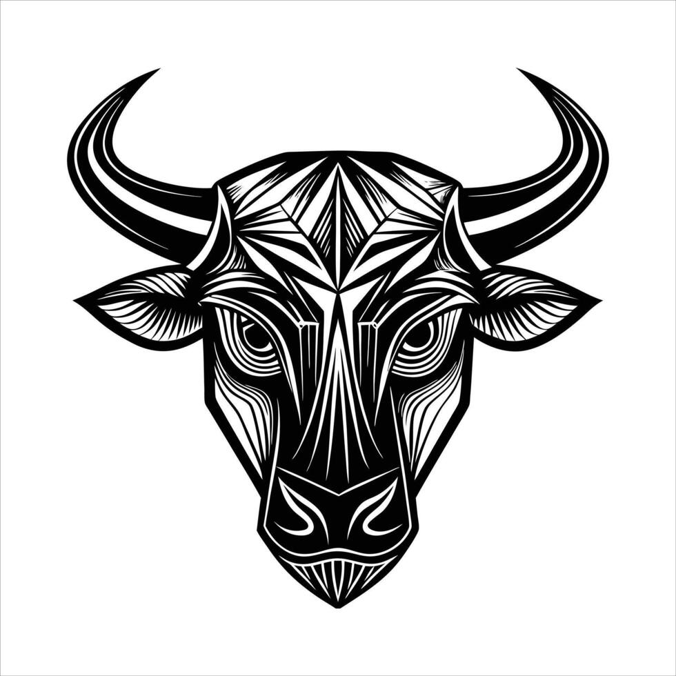 Rustic Bull Head Graphic vector