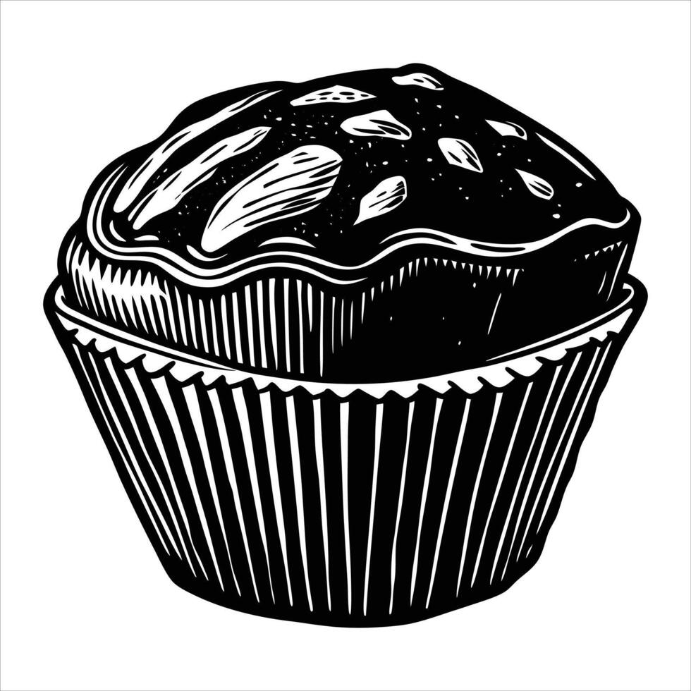 Vintage Black and White Cupcake vector
