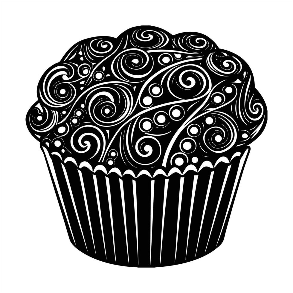 Decorative cupcake silhouette... vector