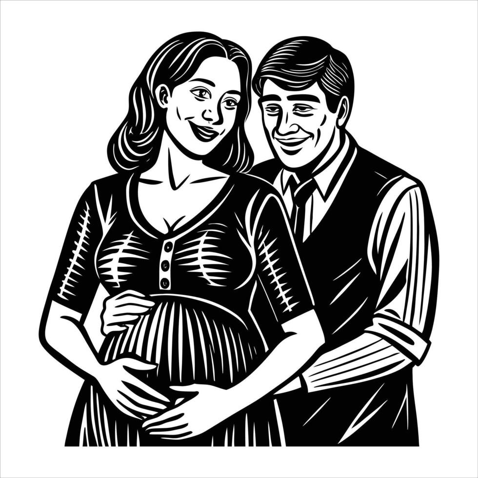 Happy Pregnant Couple vector