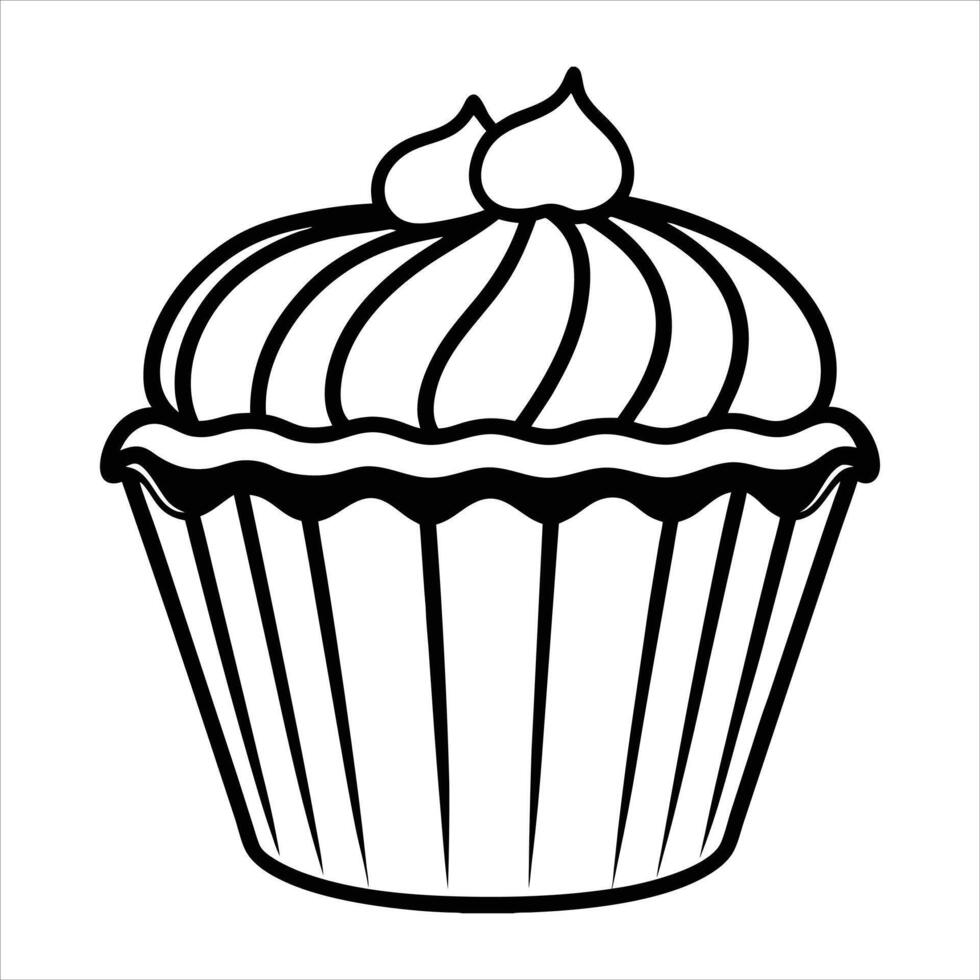 A simple classic cupcake with a cherry vector