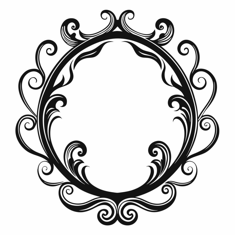 A black and white frame with a lot of detail and a lot of curves vector