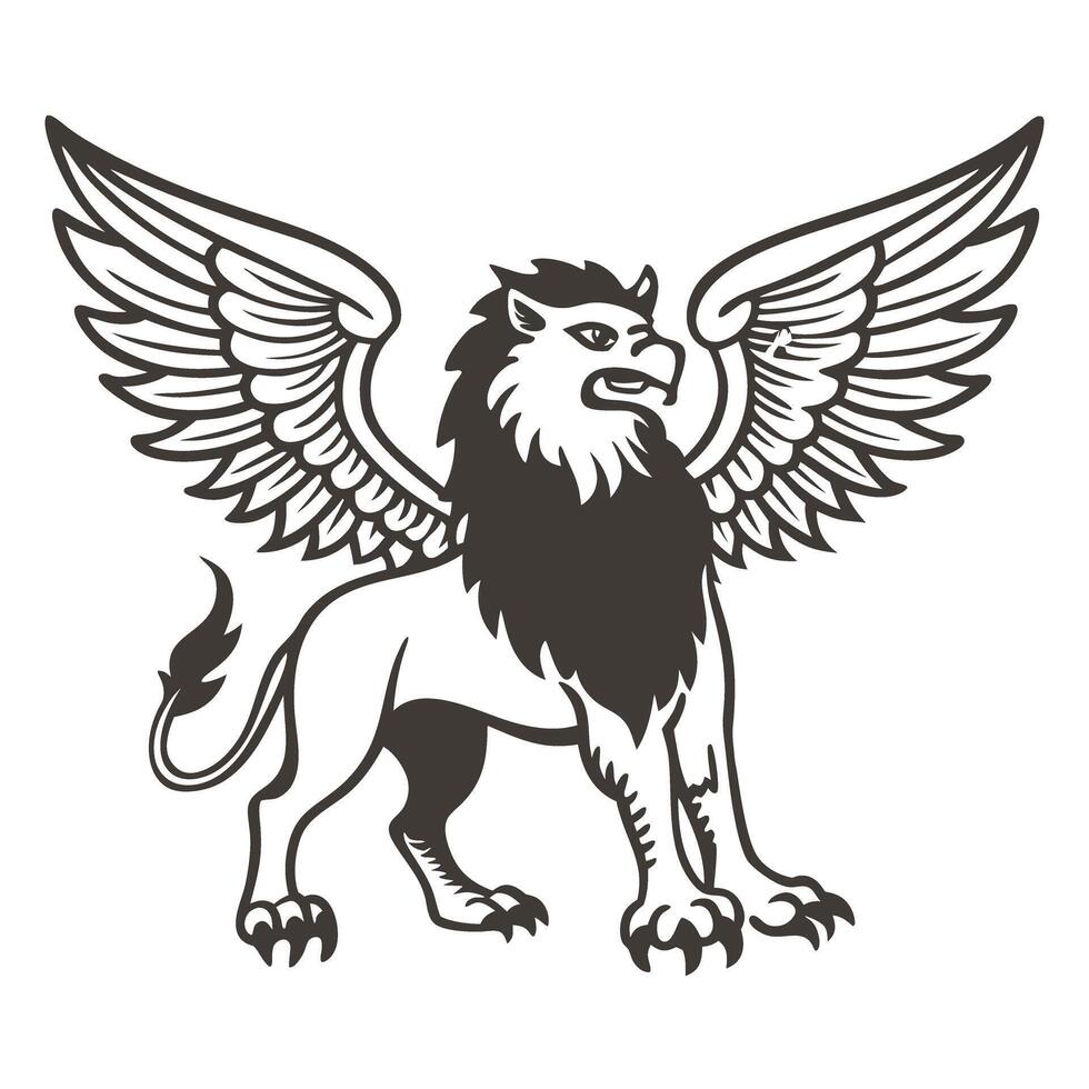 Griffin illustration mythological creature with lion body and eagle wings vector