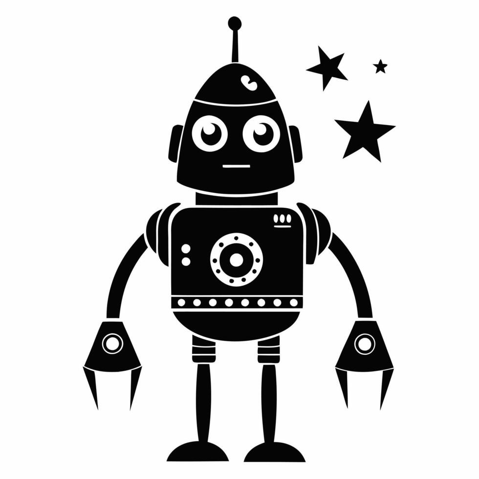 Retro Robot Icon with Stars Vintage Tech Meets Space Design vector