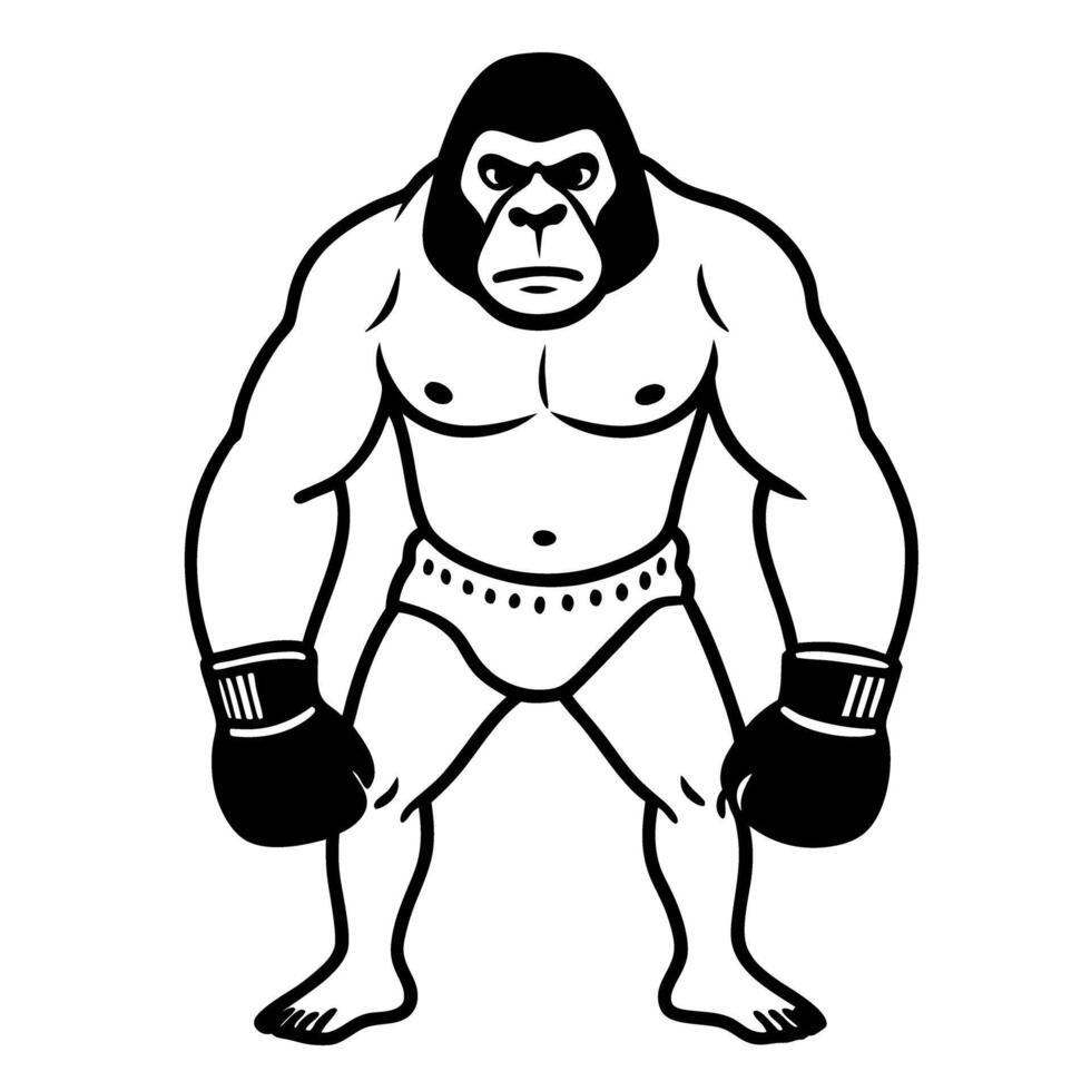 Boxing gorilla illustration humanimal hybrid, strength, and power symbol vector