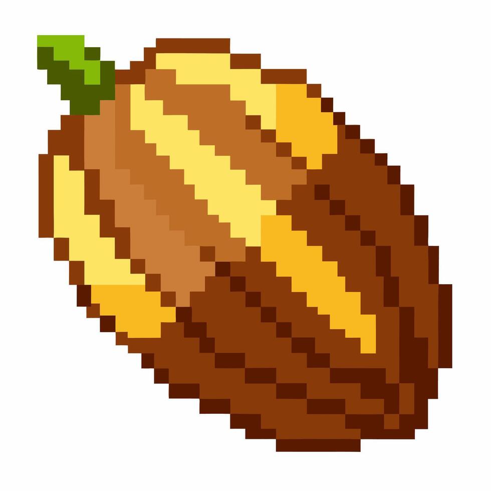 A pixelated of a pumpkin with a green stem vector