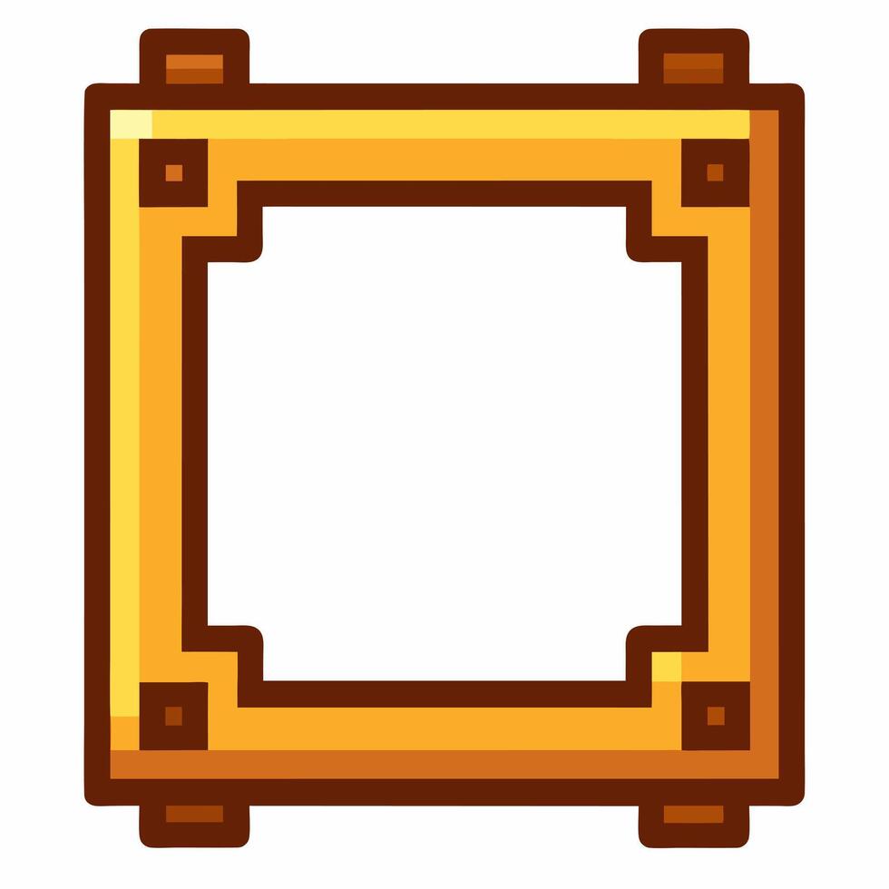 Simple Geometric Gold Frame Icon with Square Design and Flat Style Illustration for Design Use vector