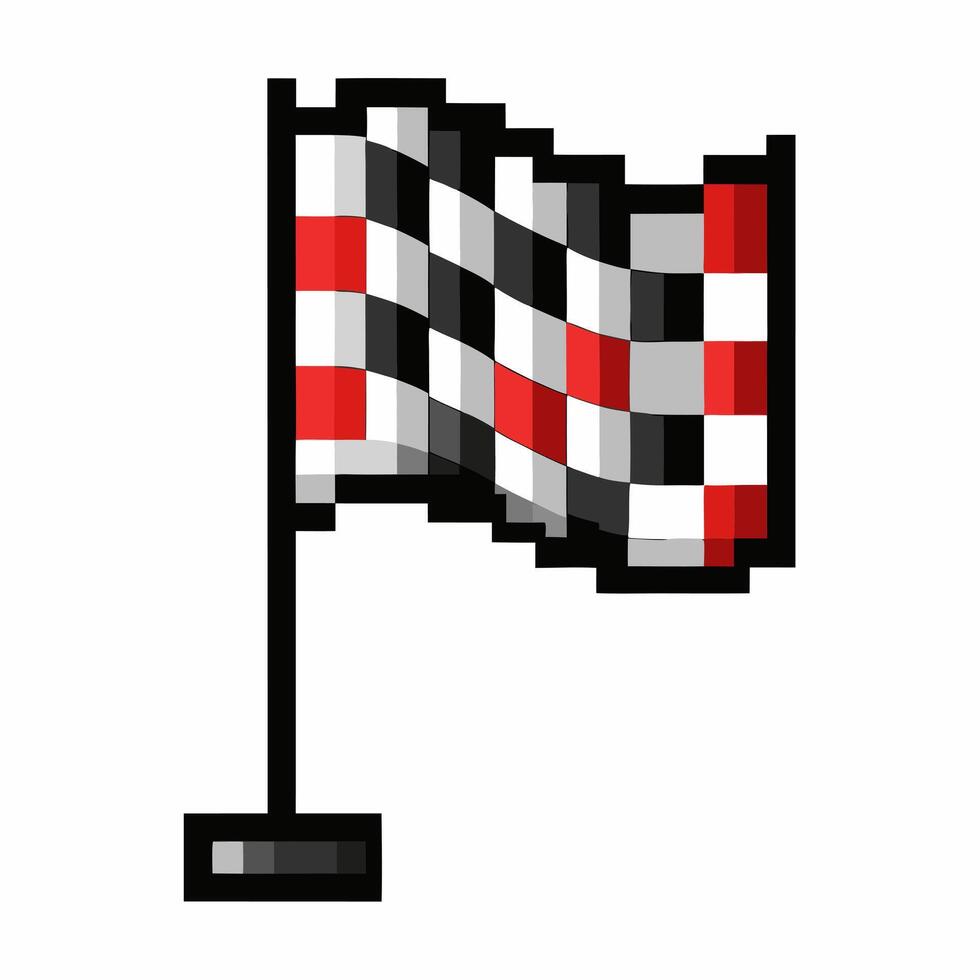 Pixel Art Checkered Flag Icon Retro Style Racing Finish Line Graphic vector