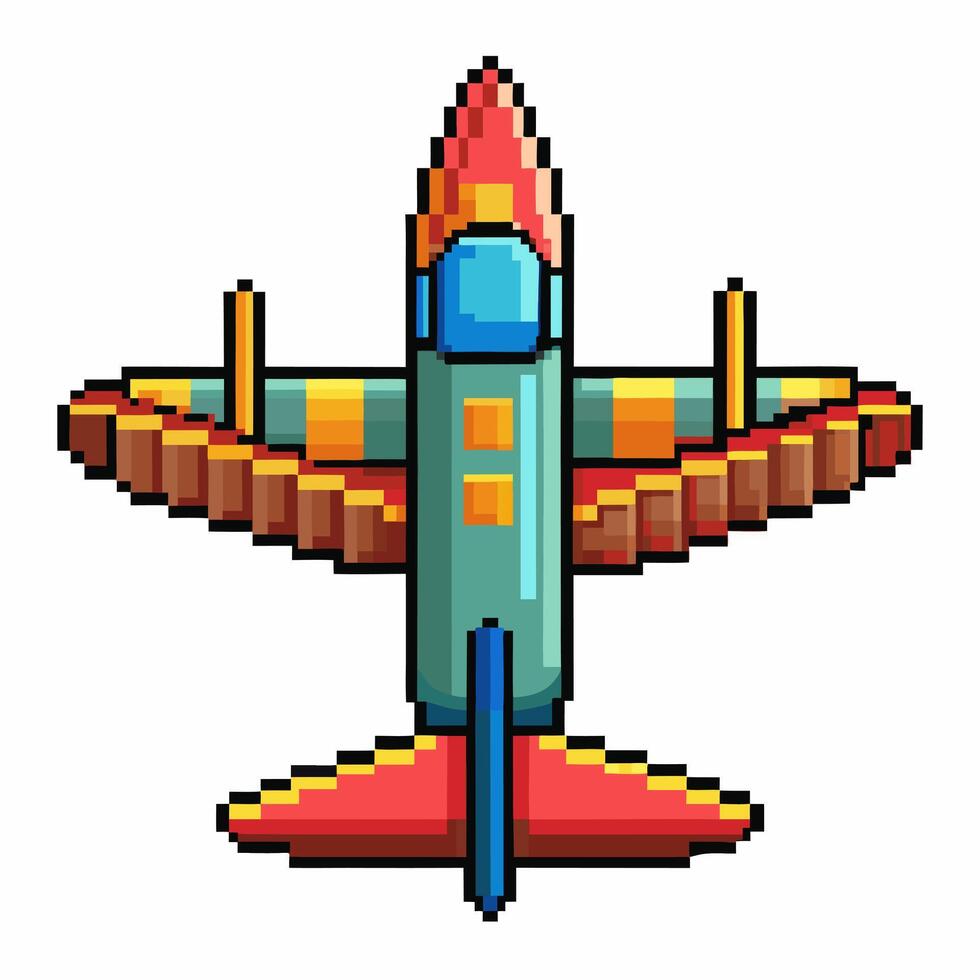 Pixel Art Airplane Illustration Colorful Retro Style Aircraft Graphic vector