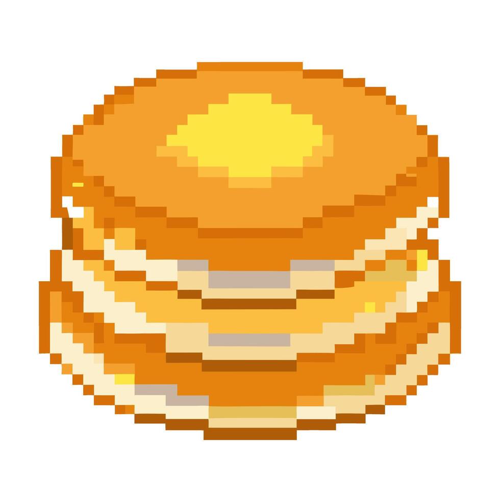 A stack of three pancakes with a yellow center vector