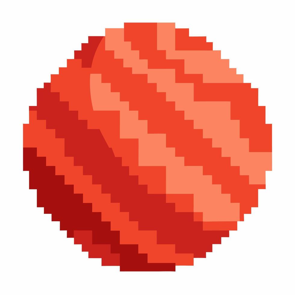 Pixel Art Red Sphere Isolated on White Background Retro 8 Bit Design Concept vector
