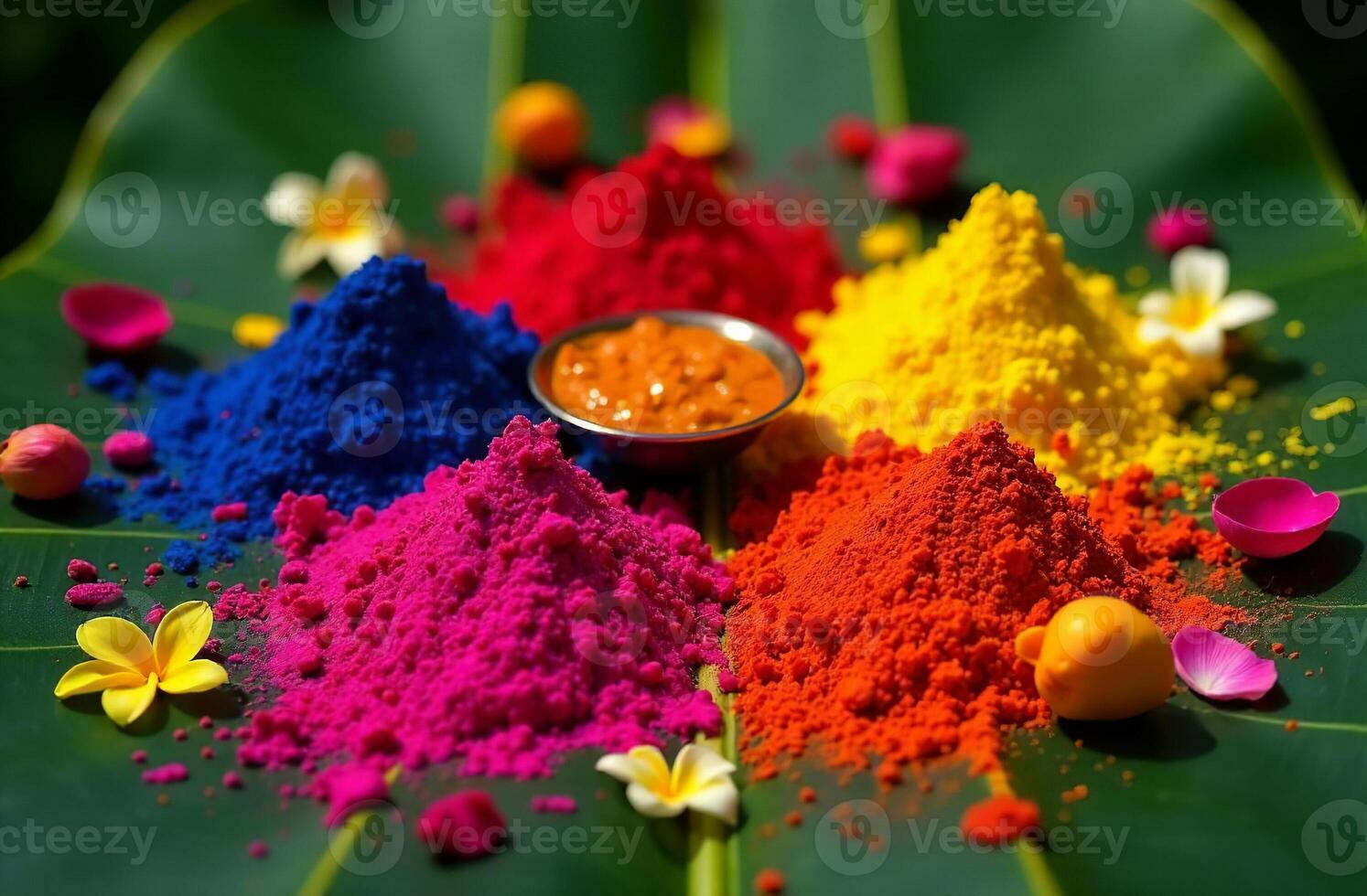 Colorful Traditional Indian Holi Paint dye Spring Festival lush color photo