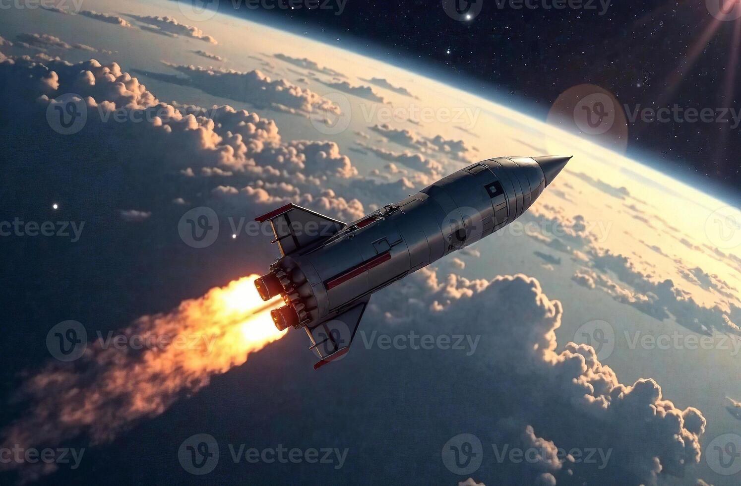 The launch of spacecraft, cosmos mission in an open galaxy photo