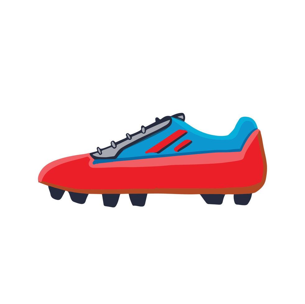 colored game symbol with soccer boots sneakers competition sport, hand drawn illustration vector