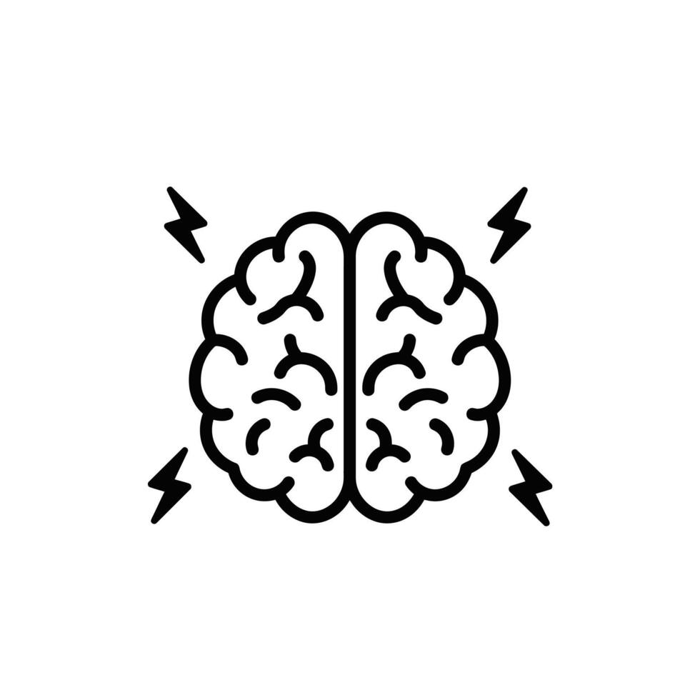 Brain With Lightning Bolts for Bipolar Disorder on a White Background vector