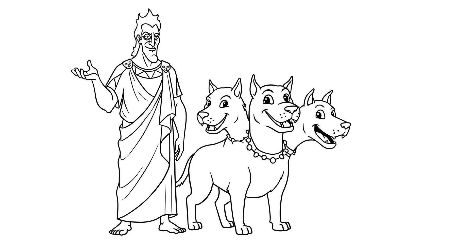 A cartoon drawing of a man and his dogs vector