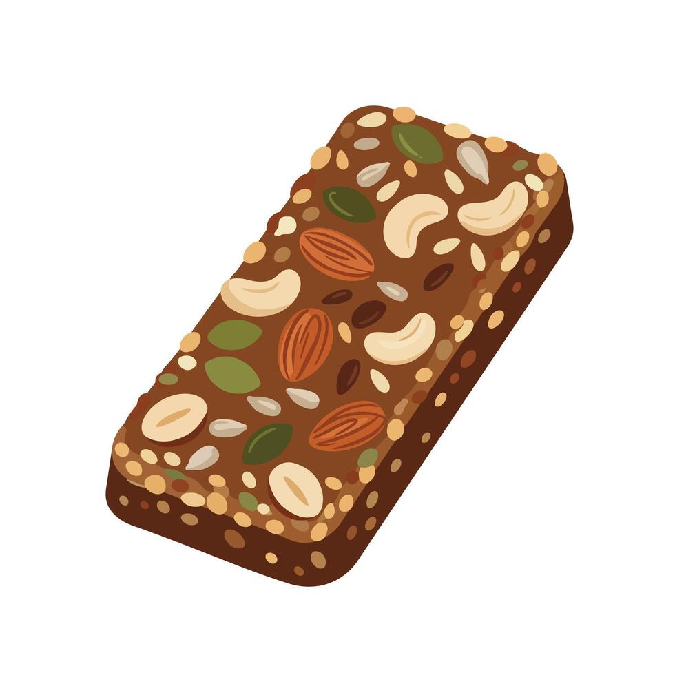 Nut bar with nuts and seeds on a white background vector