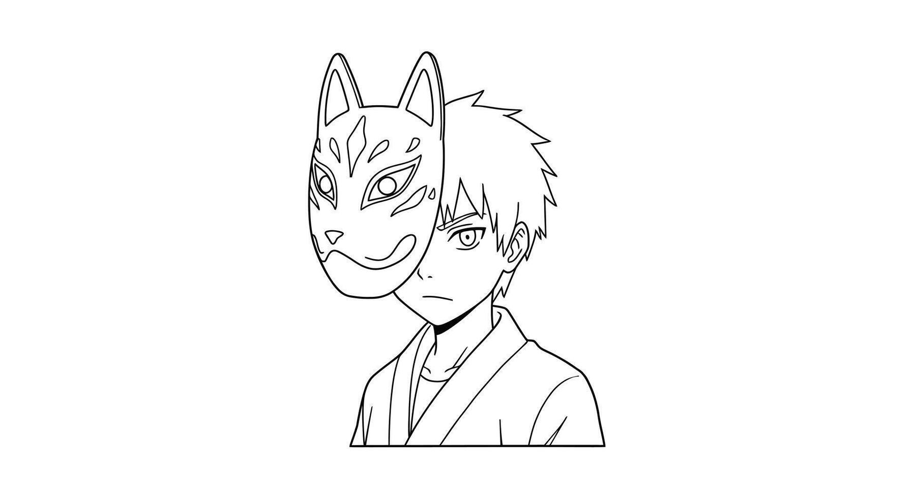 A drawing of a man with a dog mask vector