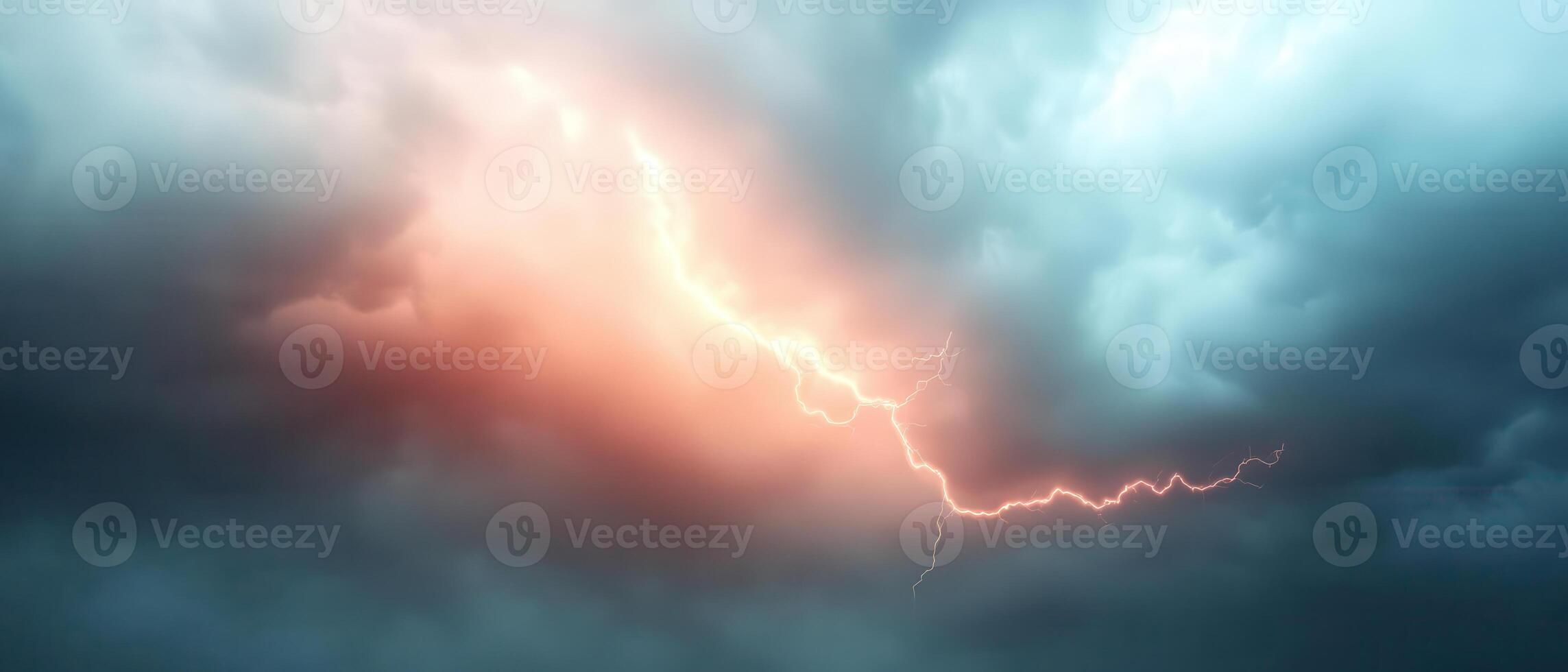 Lightning strike in the sky with clouds and dark clouds photo