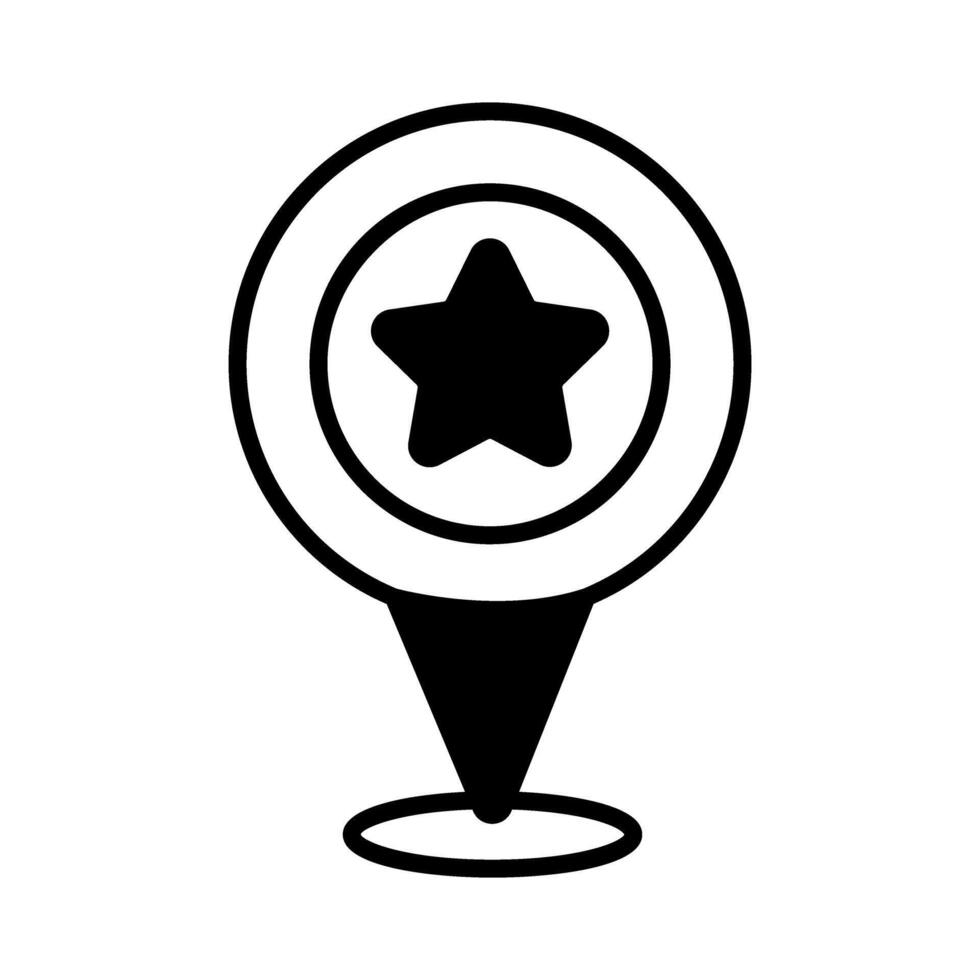 pin location with star isolated icon illustration design black and white vector