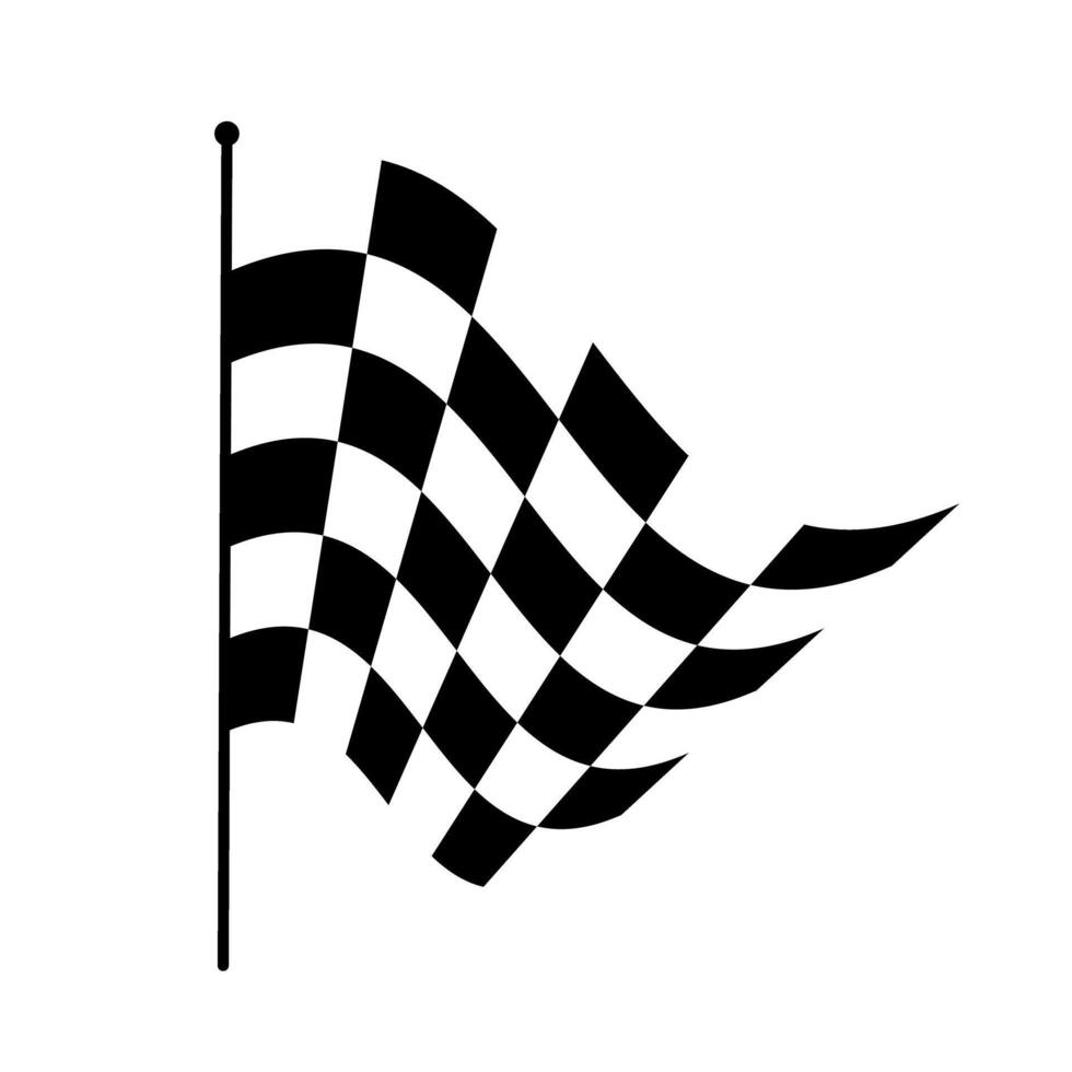 checkered flag icon over white background, silhouette style, illustration vector