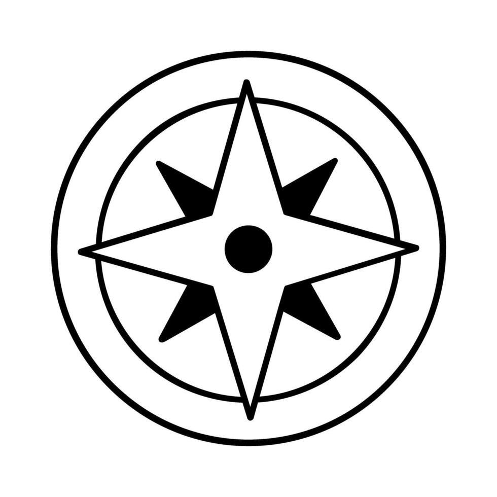 Compass guide device icon design black and white vector