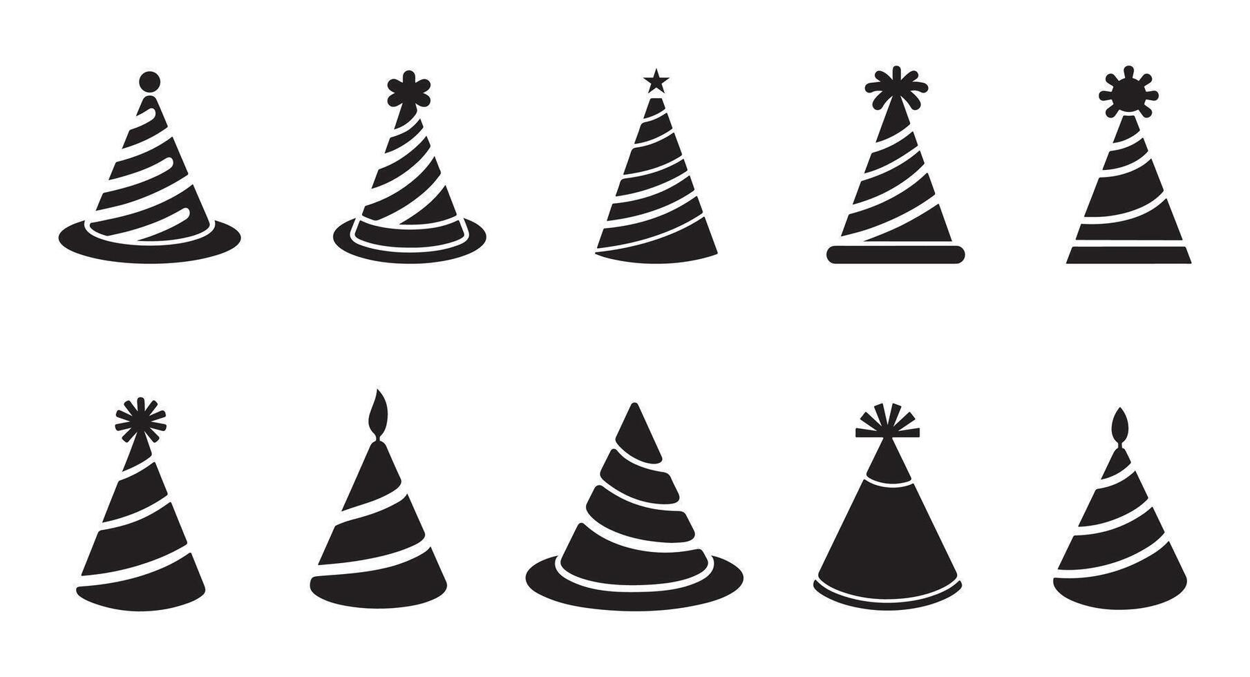 Party hat icon set. Birthday cone hat icon flat for apps and websites vector