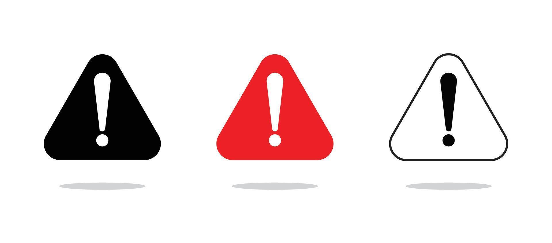 Exclamation danger sign set. Warning icon , Caution sign, Hazard attention alert, Risk symbol. vector